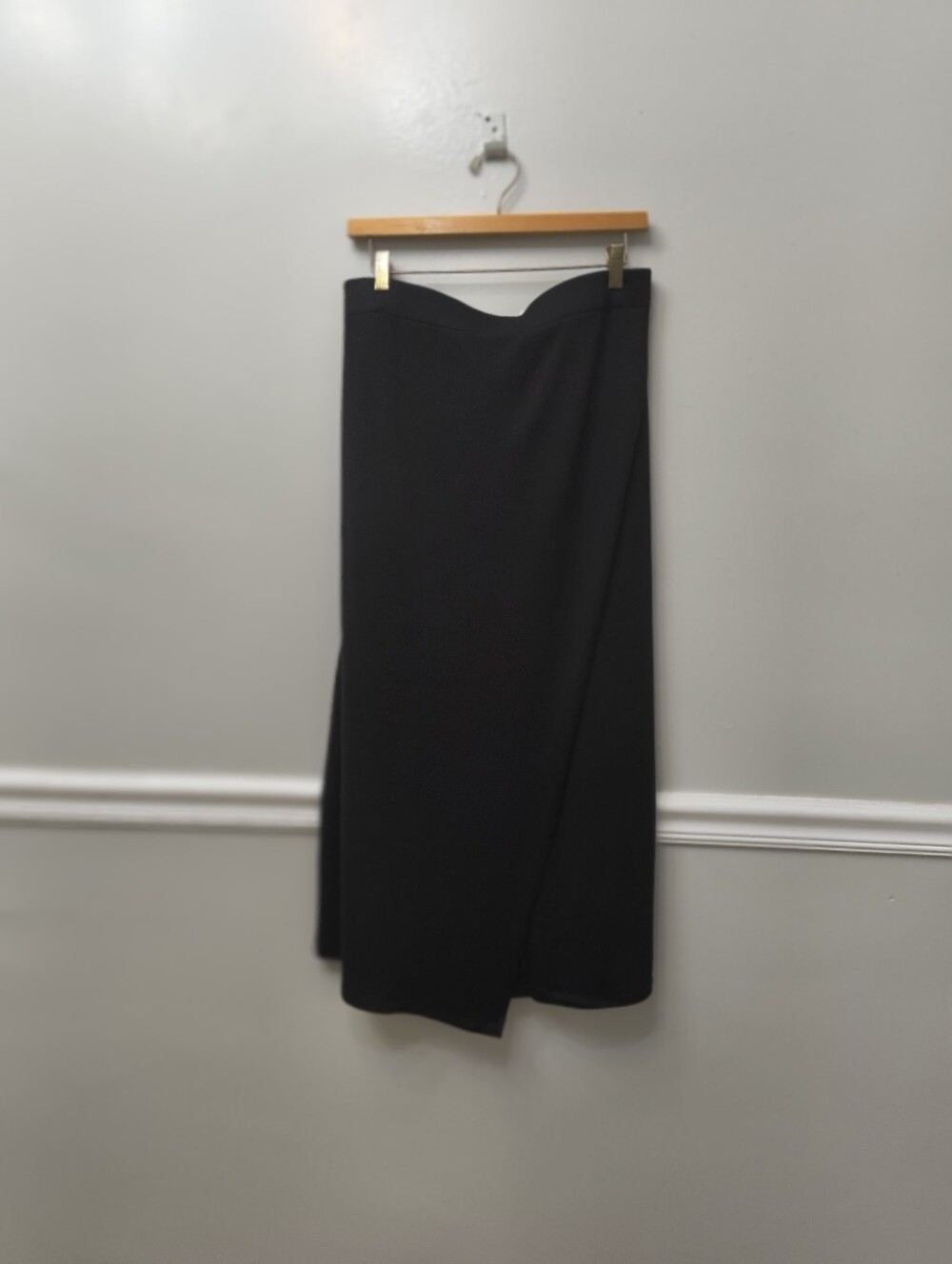 Vince Cozy Wrap Knit Black Asymmetrical Maxi/Midi Skirt XXL Closet Staple